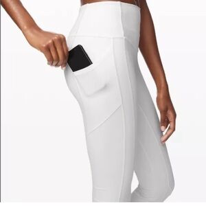 White Lululenon Fast and Free High-Rise Crop with Pockets 19"